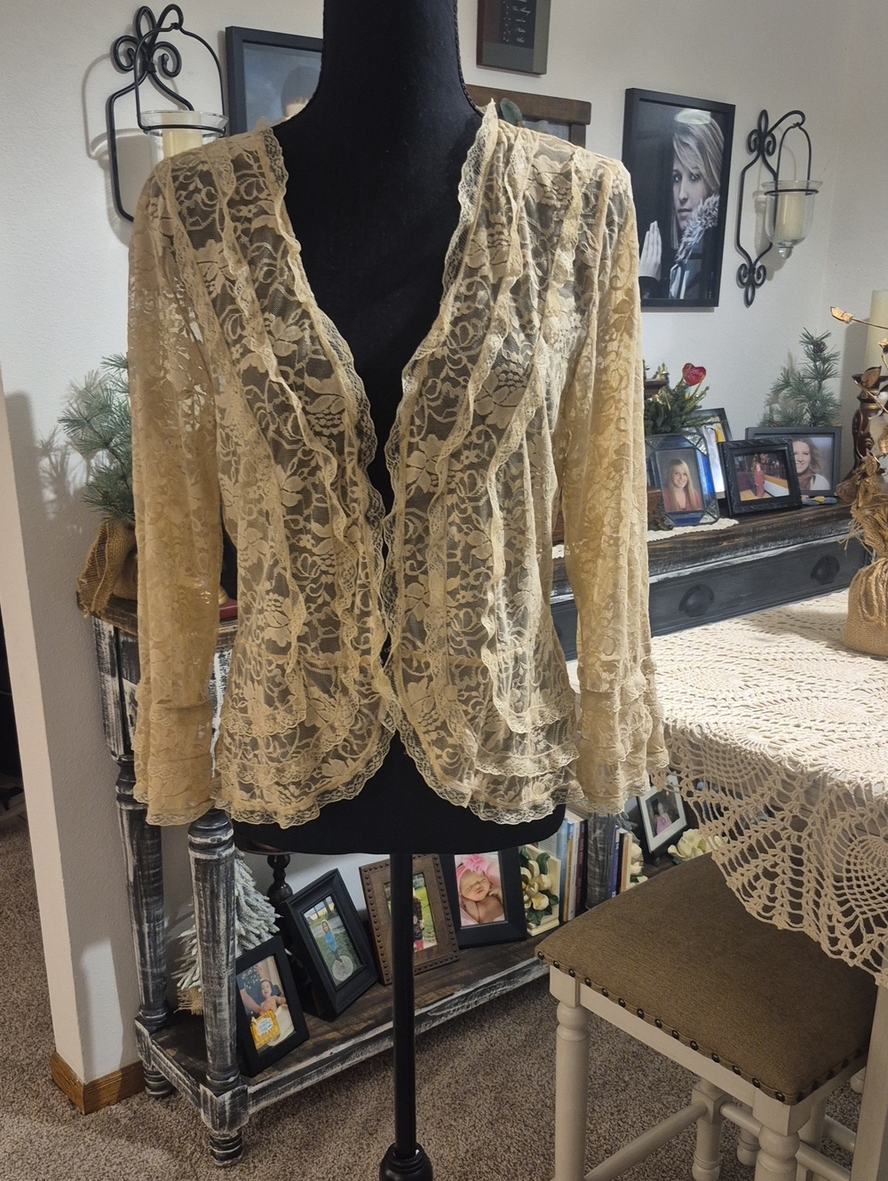 WD.NY Delicate Lace Button-Front Blouse - Cream